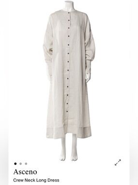 Asceno Crew Neck Linen Long Dress Size Small